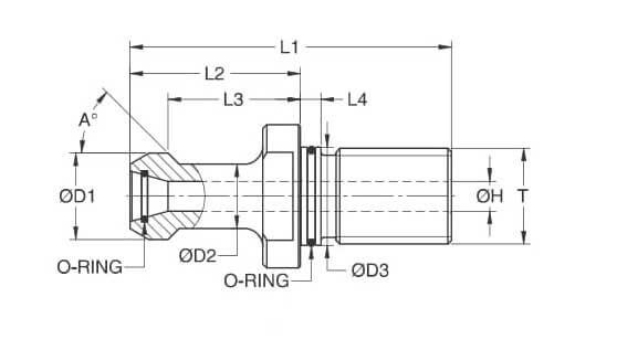 Doosan CAT40 75° Through Coolant Pull Stud with O-Ring